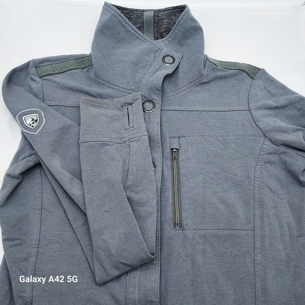 Kuhl Alska Hoody Jacket Womens XS Gray Button Front Thumbholes Style 4234